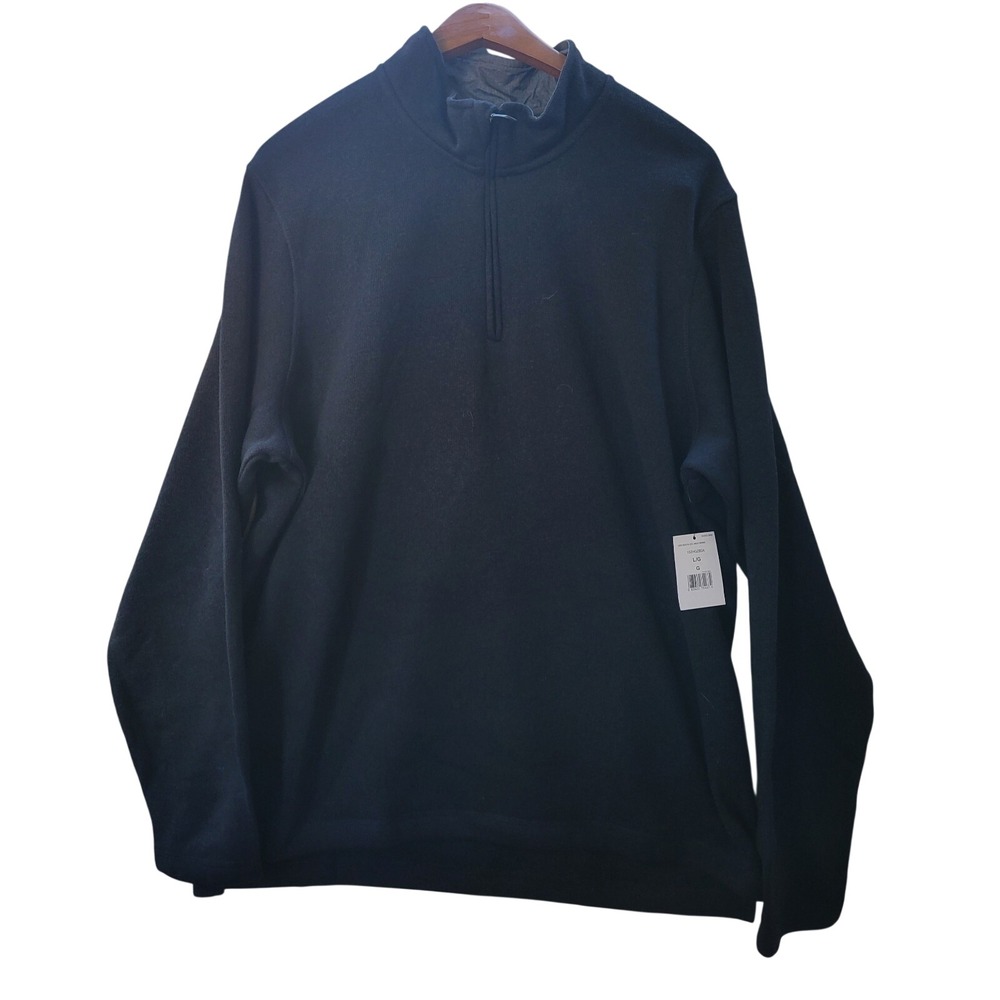 Wrangler Quarter Zip Pullover Mens Large Black NWT 10ZHGZB2A Fleece Mock Neck